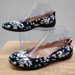 Naturalizer Women's 8W Navy Floral Ballet Flats Comfort Slip On Shoes